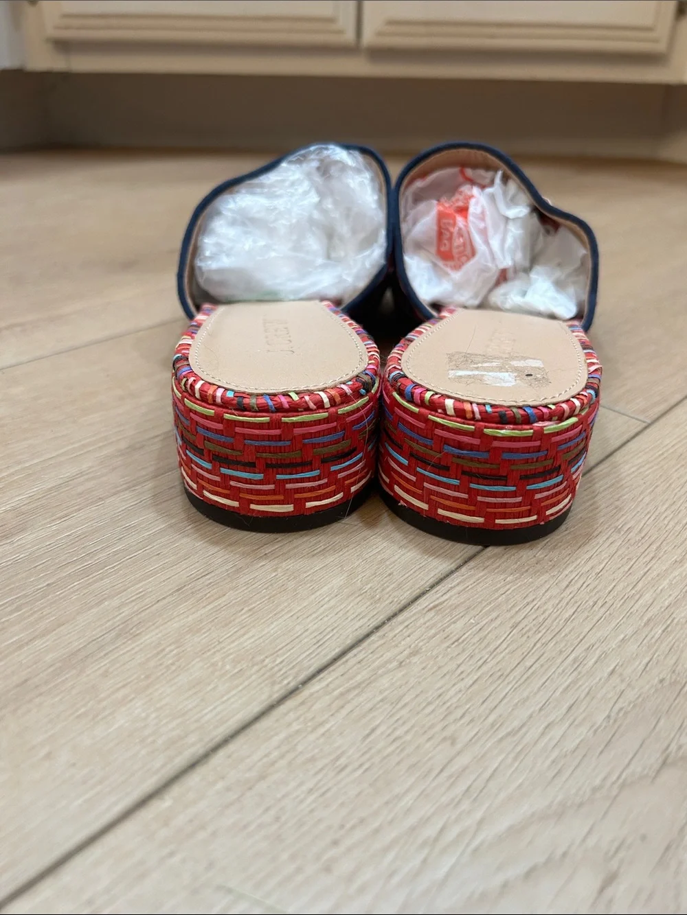 NWOT J. Crew Rainbow Raffia Mules Size 8